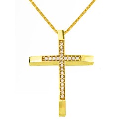 Χρυσός βαπτιστικός σταυρός Κ14 με αλυσίδα